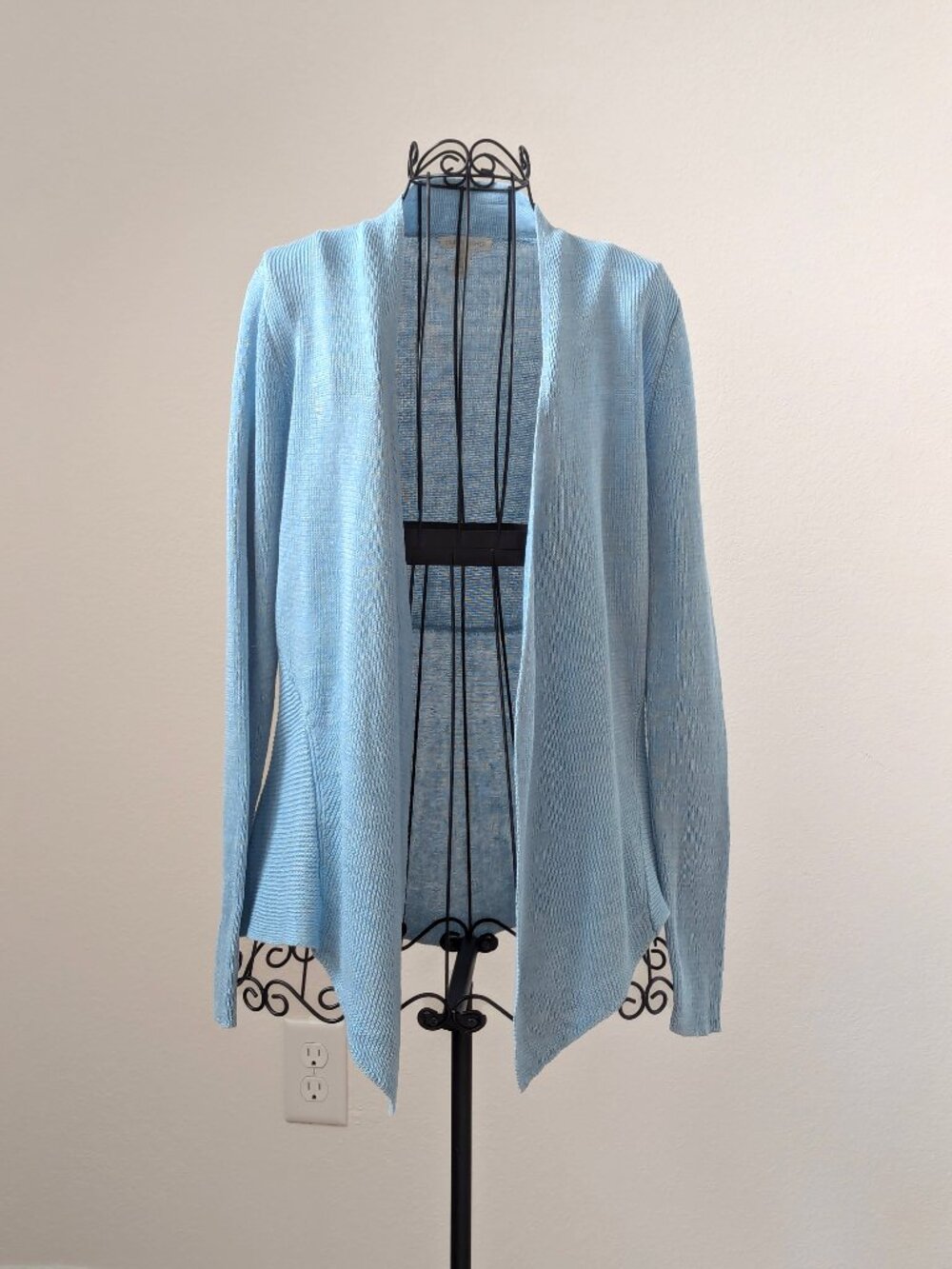 NWOT Eileen Fisher Organic Linen Waterfall Cardigan Women's S Ice Blue